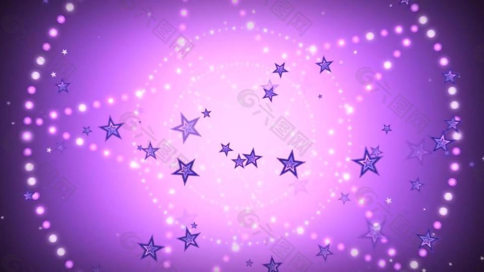 紫色动感闪亮五角星循环视频素材