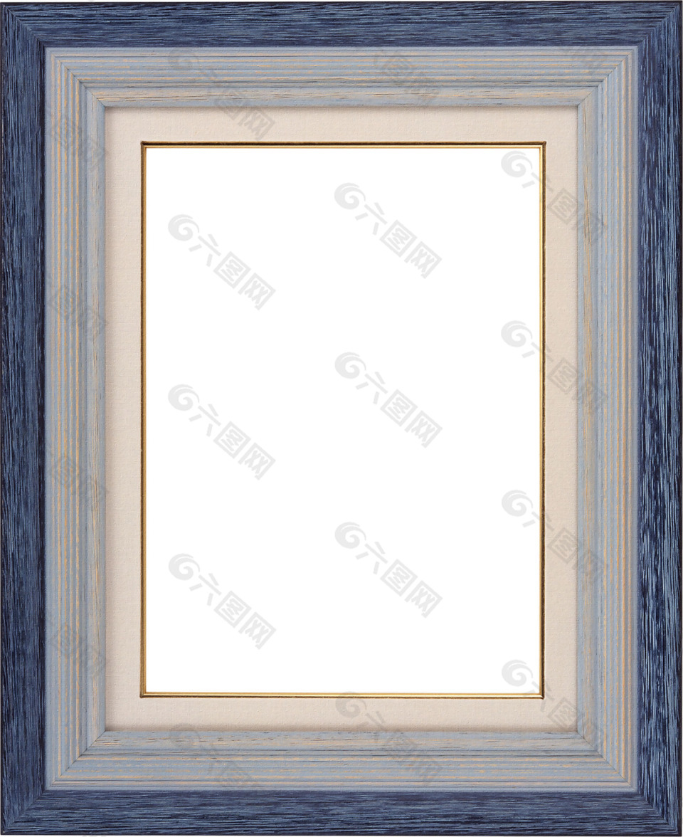 大气蓝色花纹边框png元素素材