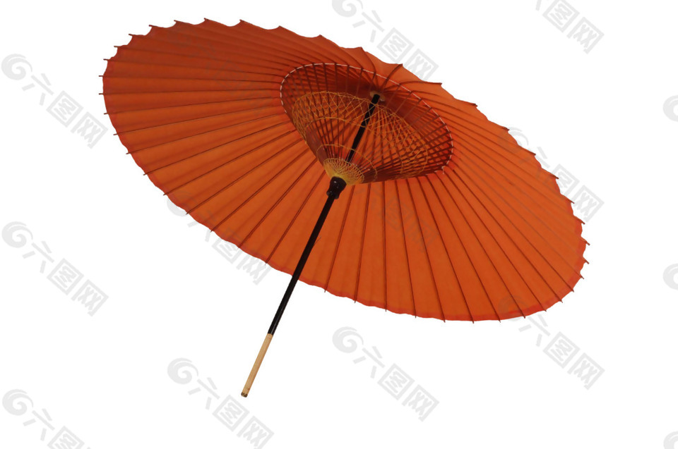 古风橘色折伞png元素素材
