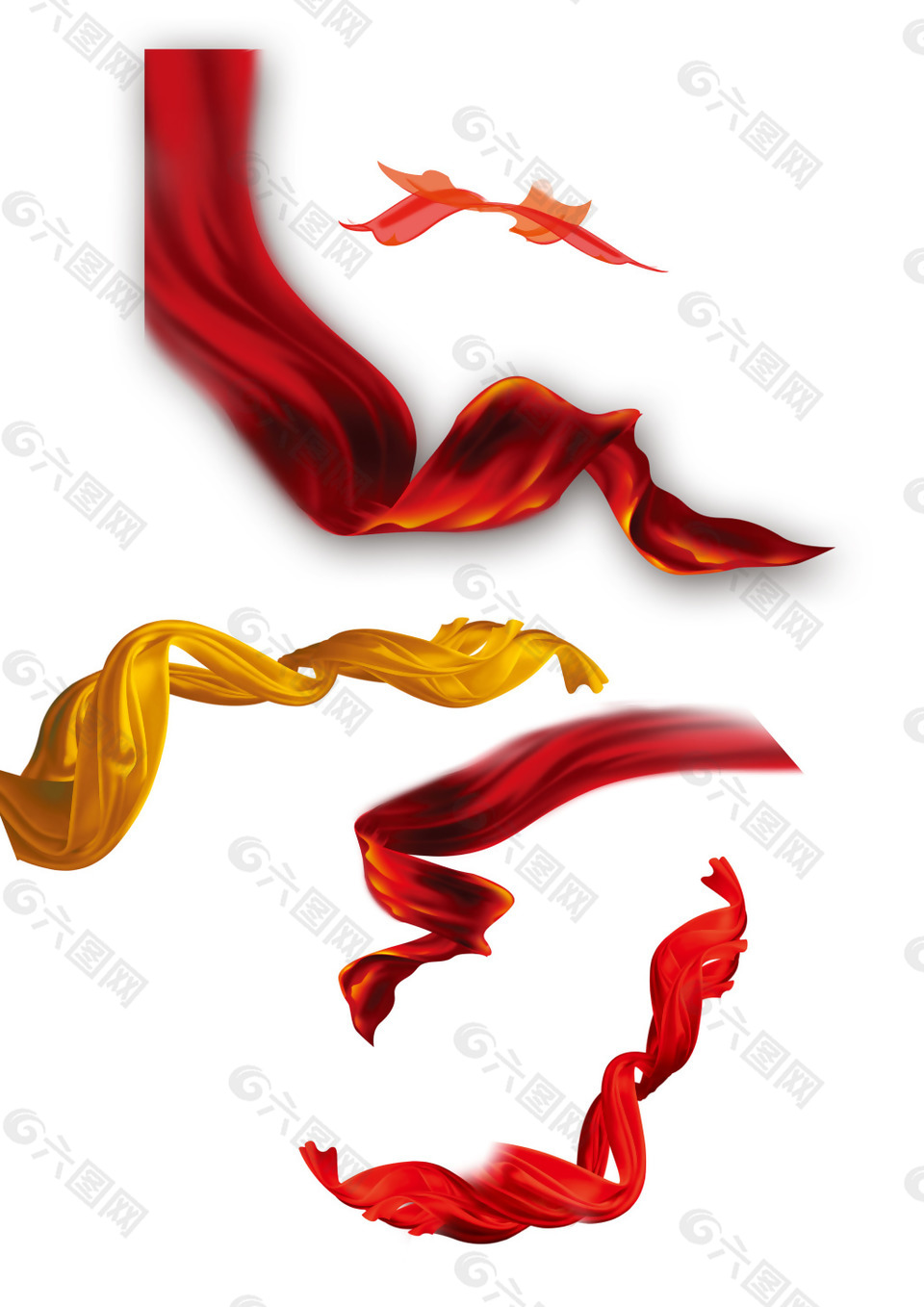 多彩漂浮丝带png元素素材