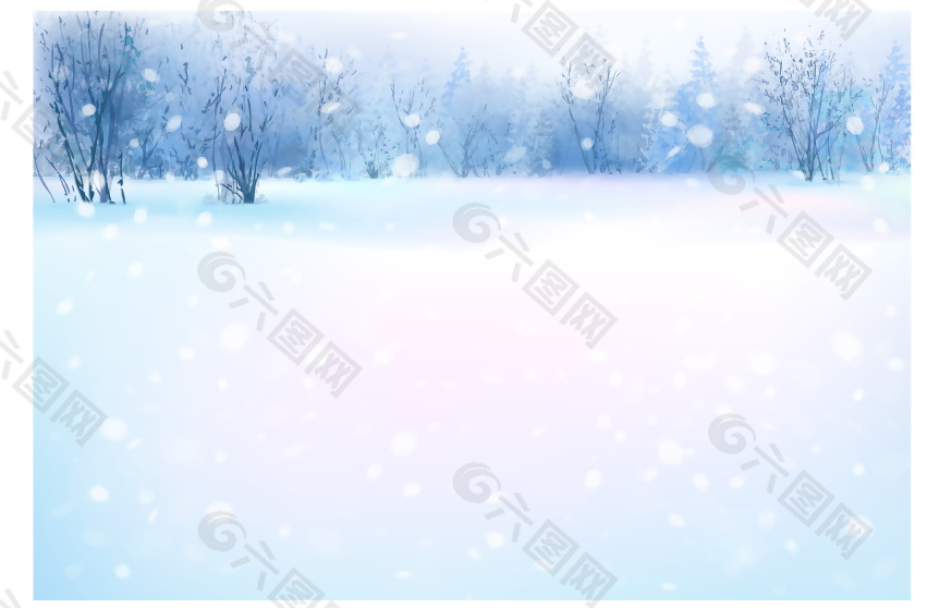美丽冬天风景插画