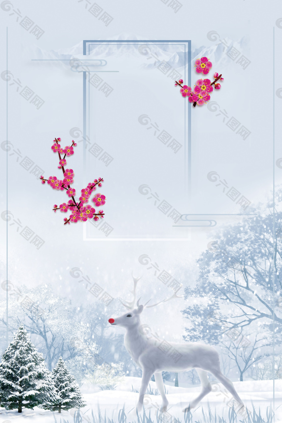 浪漫冬季麋鹿背景