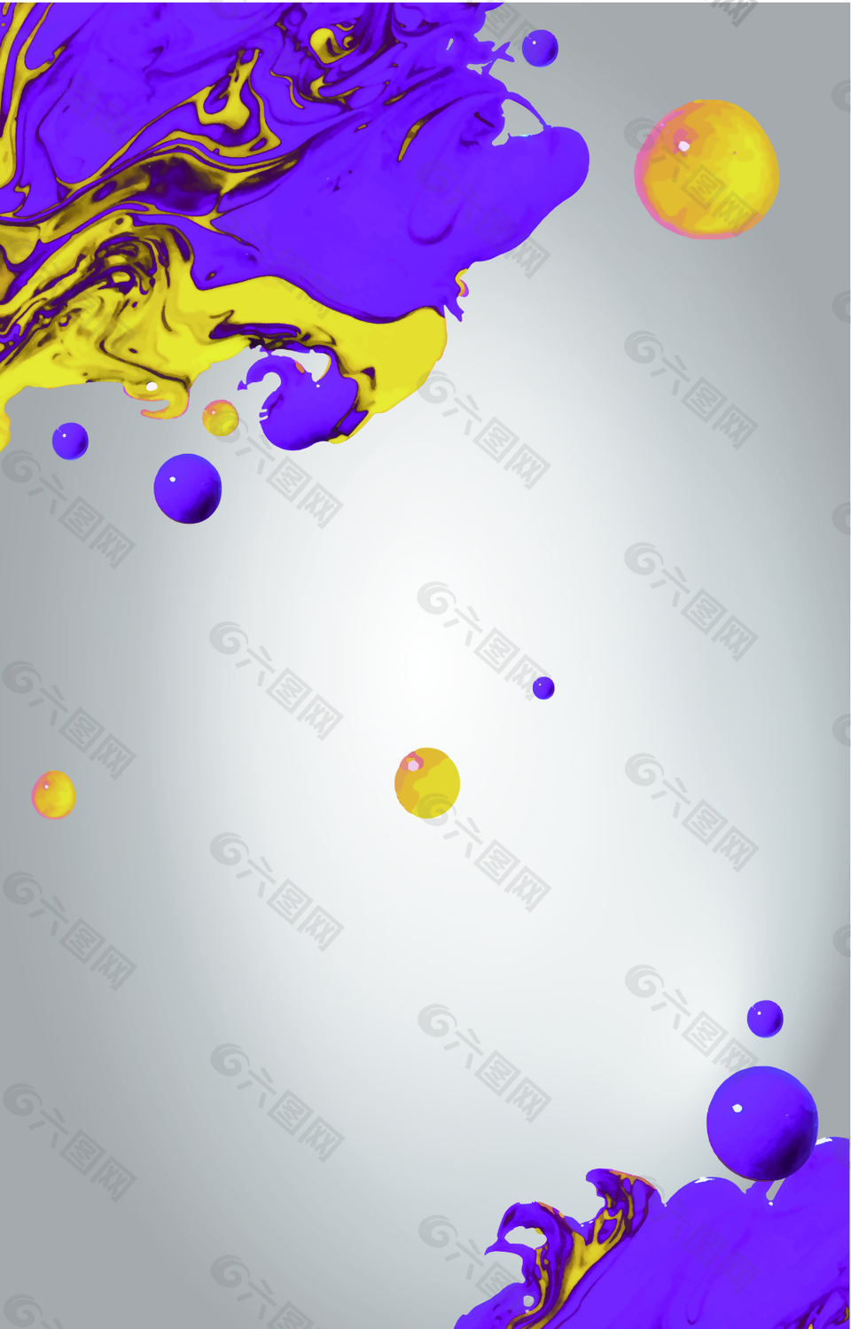 紫色水墨和圆球背景素材