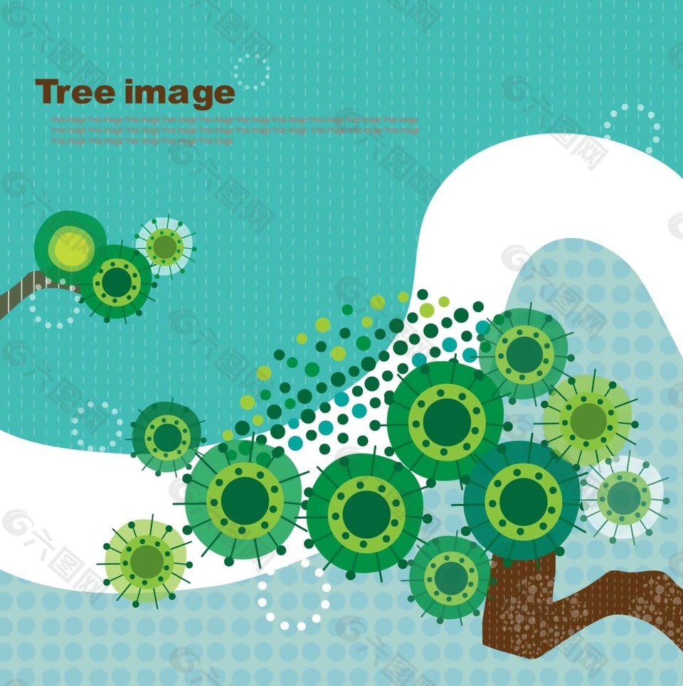 绿色创意抽像大树插画