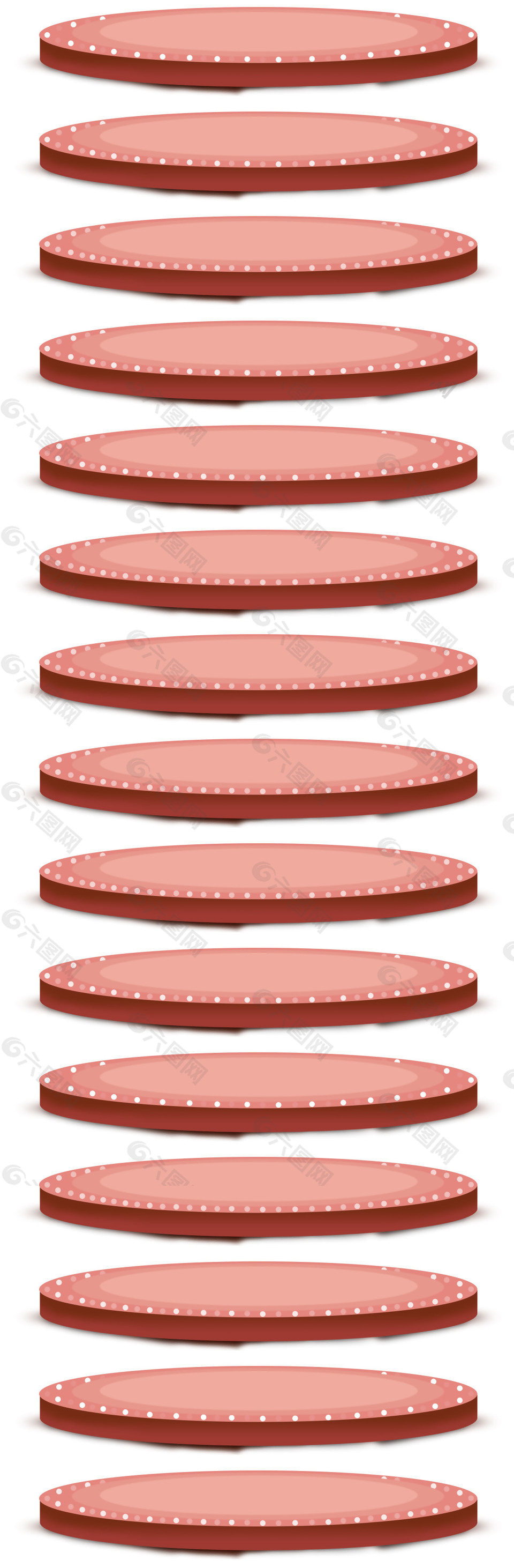 粉色叠摞圆垫png元素素材