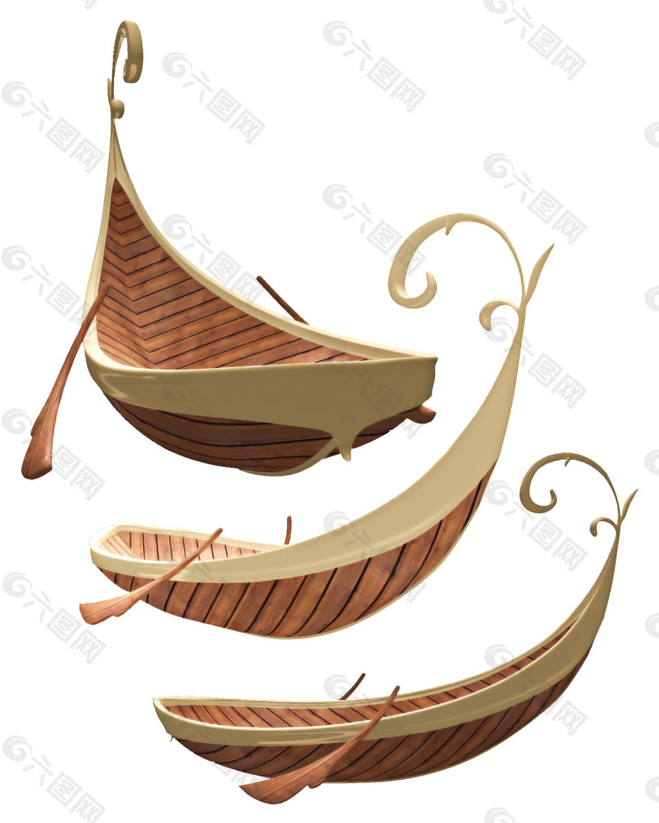 手工编织小船船桨png元素素材