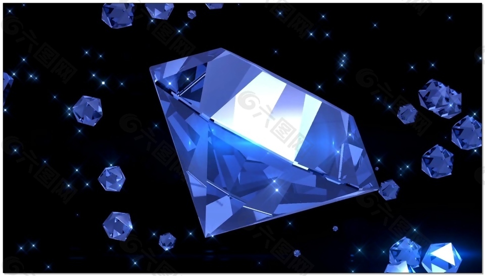 蓝色宝石立体钻石动态视频素材