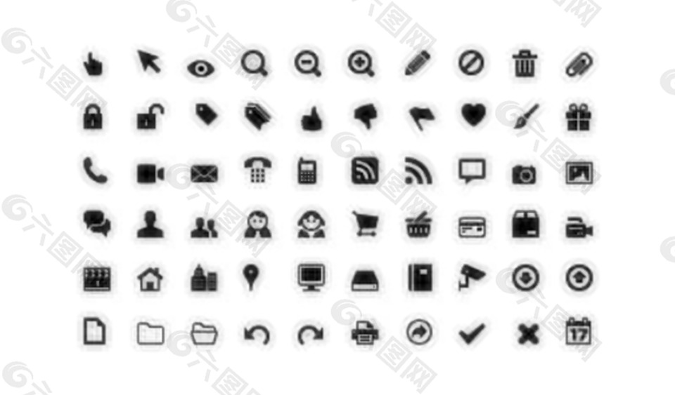 黑色网页UI常用icon图标素材