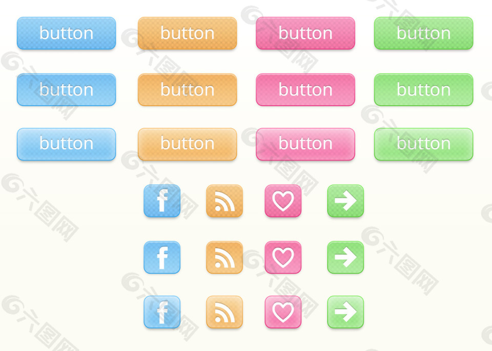 彩色的渐变立体按钮图标素材