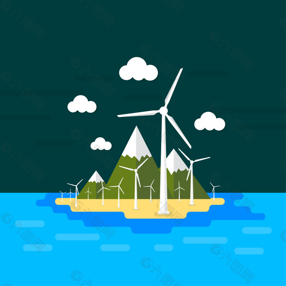 扁平山背景矢量素材