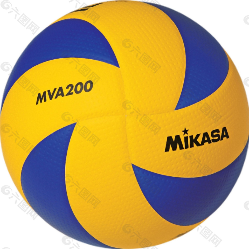 蓝黄旋窝图案排球免抠png透明素材