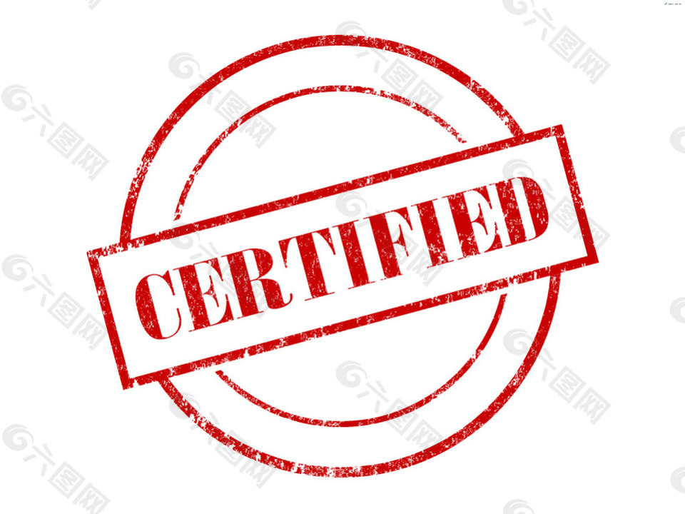 红色英文认证印章免抠png透明素材