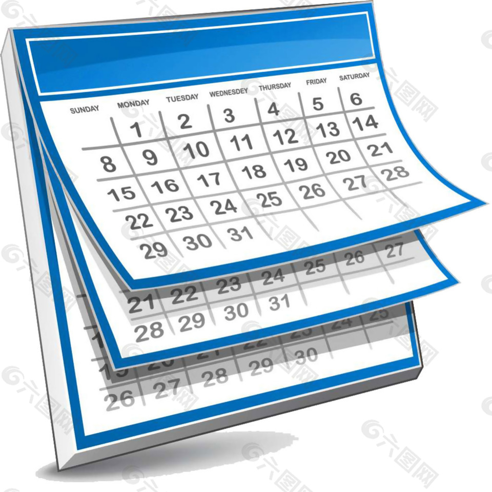 蓝色创意日历图标免抠png透明素材