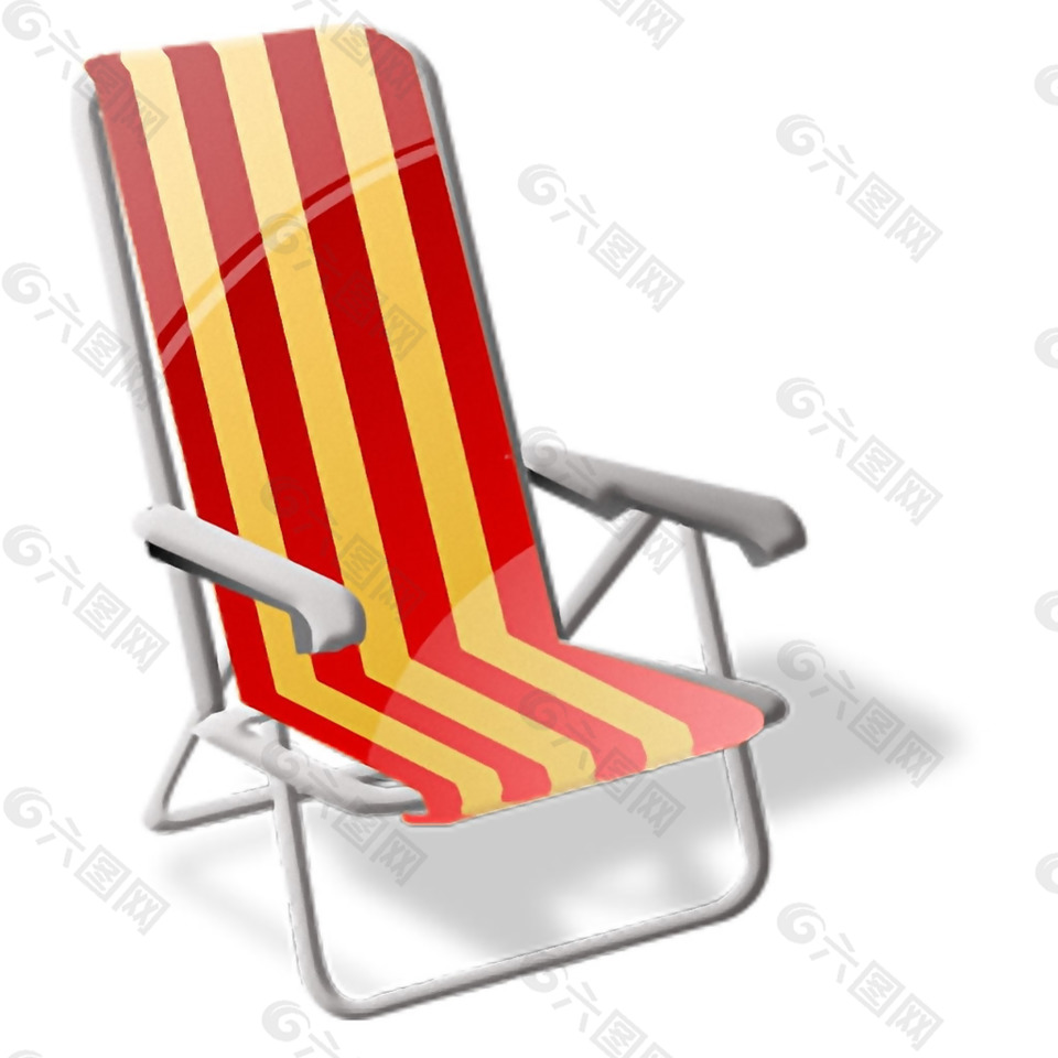 红色条纹沙滩椅子免抠png透明素材