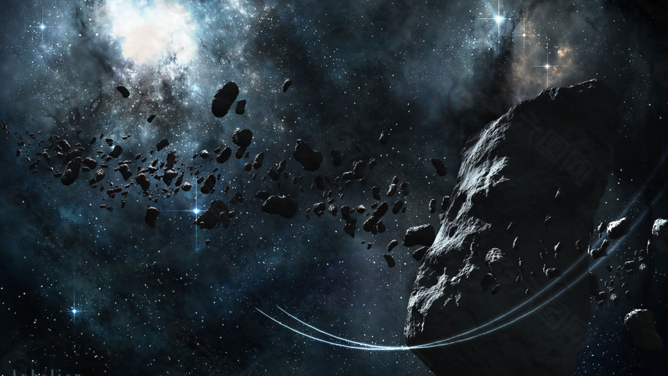 宇宙漂浮陨石唯美星空背景背景素材免费下载 图片编号 六图网