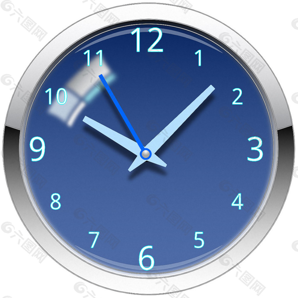 蓝色圆形时钟免抠png透明素材