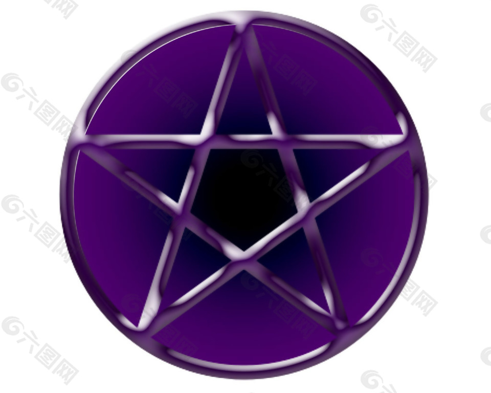 紫色圆形五芒星图标免抠png透明素材