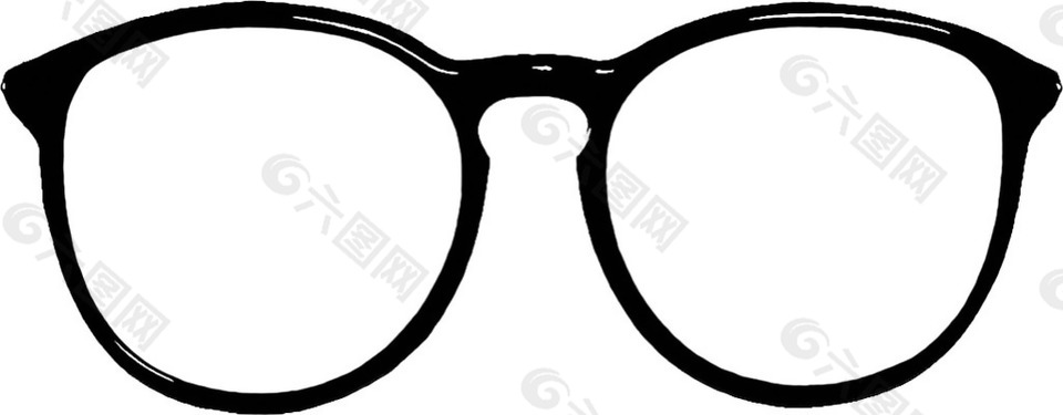 塑料黑框眼镜免抠png透明素材