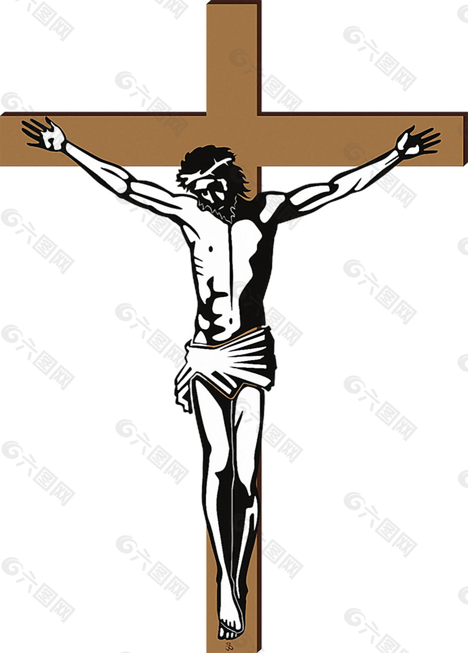 手绘耶稣受难耶稣十字架免抠png透明素材