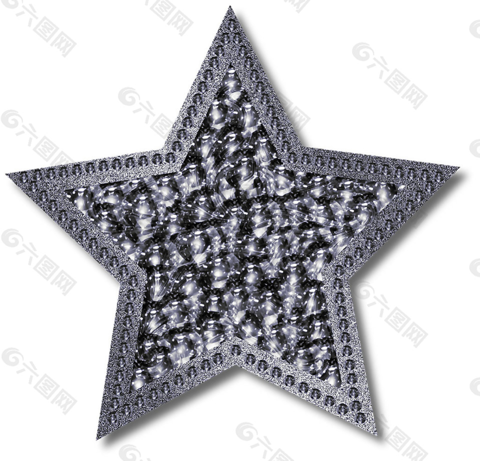 银质镶钻五角星免抠png透明素材