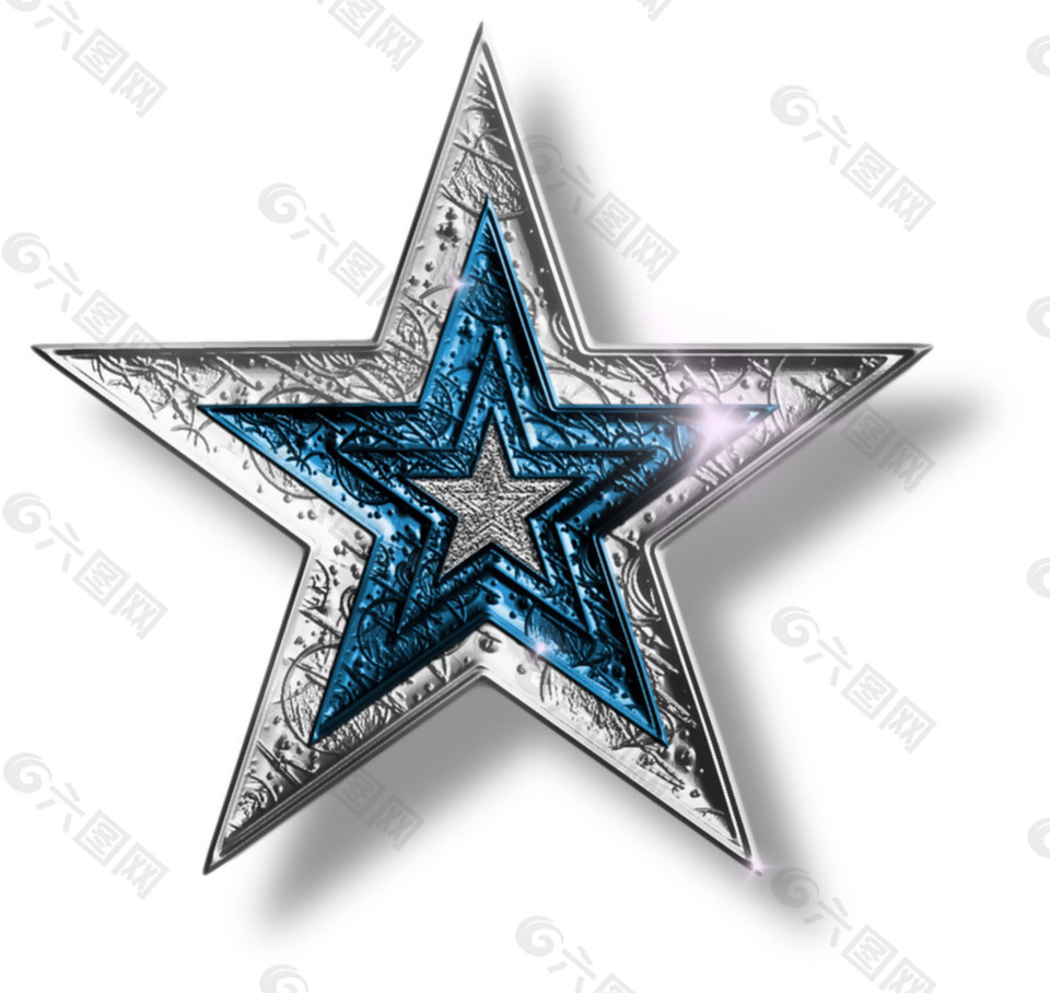 银质五角星免抠png透明素材