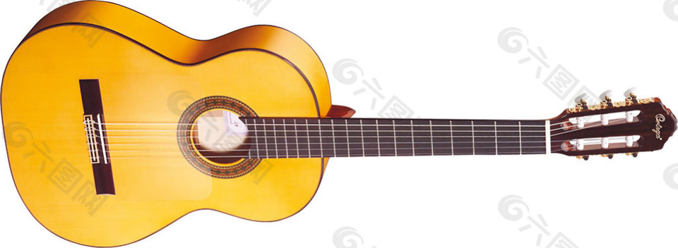 黄色原声吉他免抠png透明素材