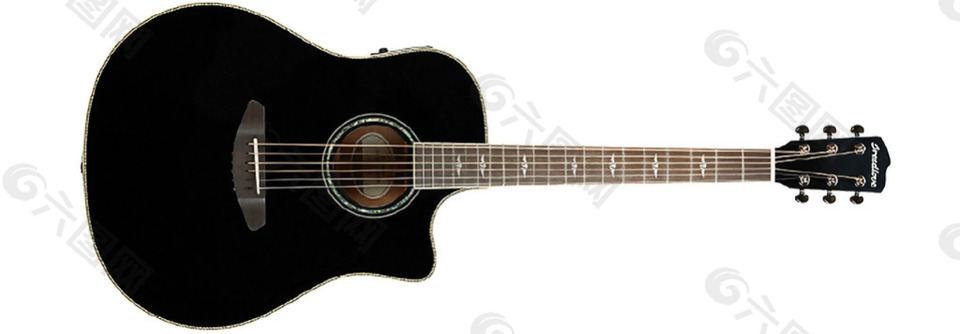 黑色原声吉他免抠png透明素材