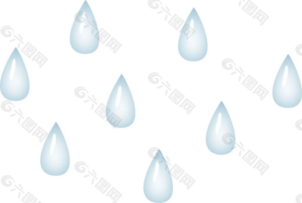 浅蓝色手绘雨滴免抠png透明素材