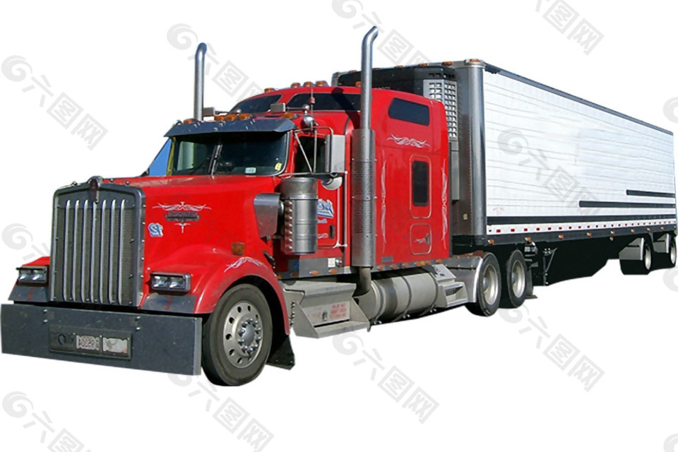红色高级载重卡车免抠png透明图层素材