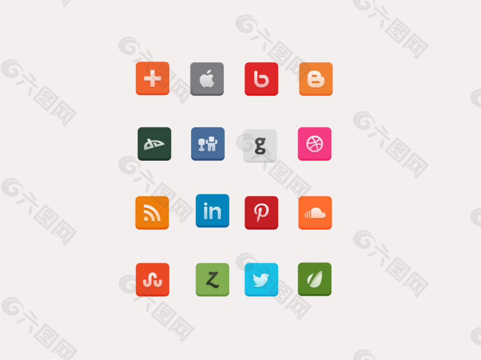 网页UI扁平社交多媒体icon图标