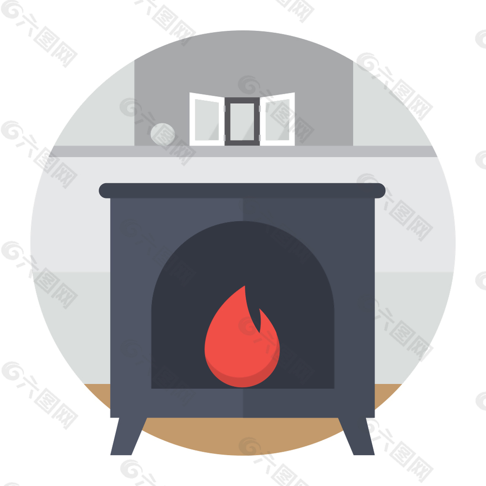 网页UI圣诞节房子中的火炉icon图标