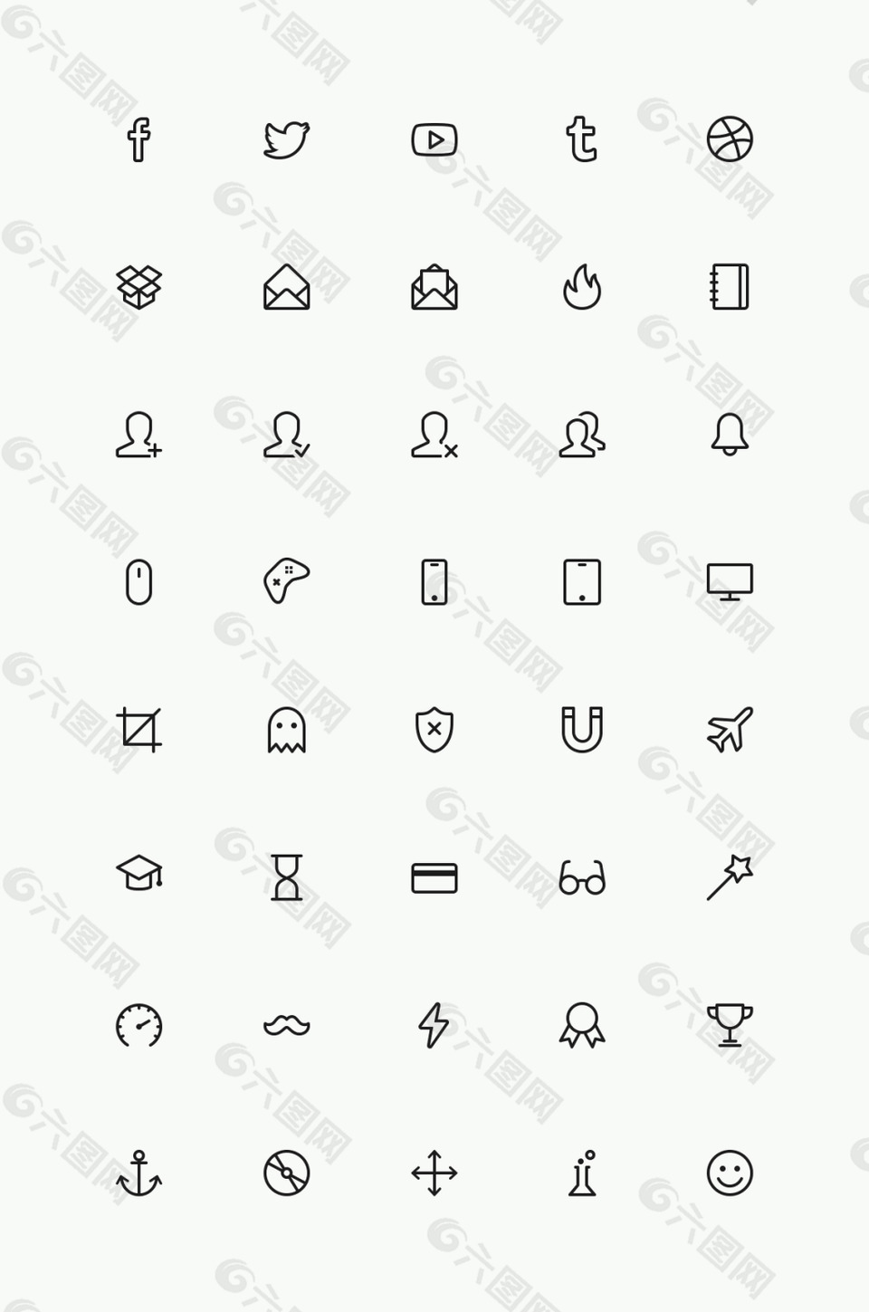 网页UI细线条矢量icon社交图标