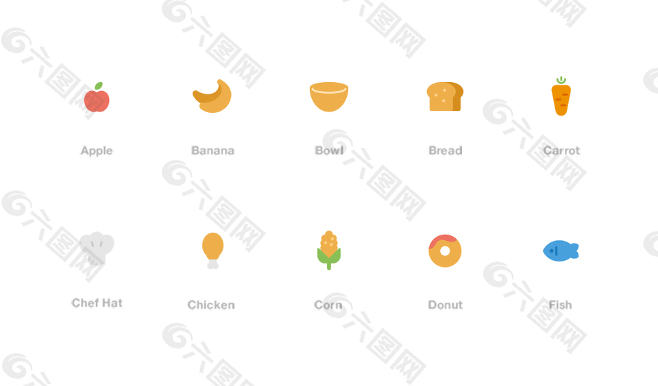 彩色网页UI食品美食icon图标