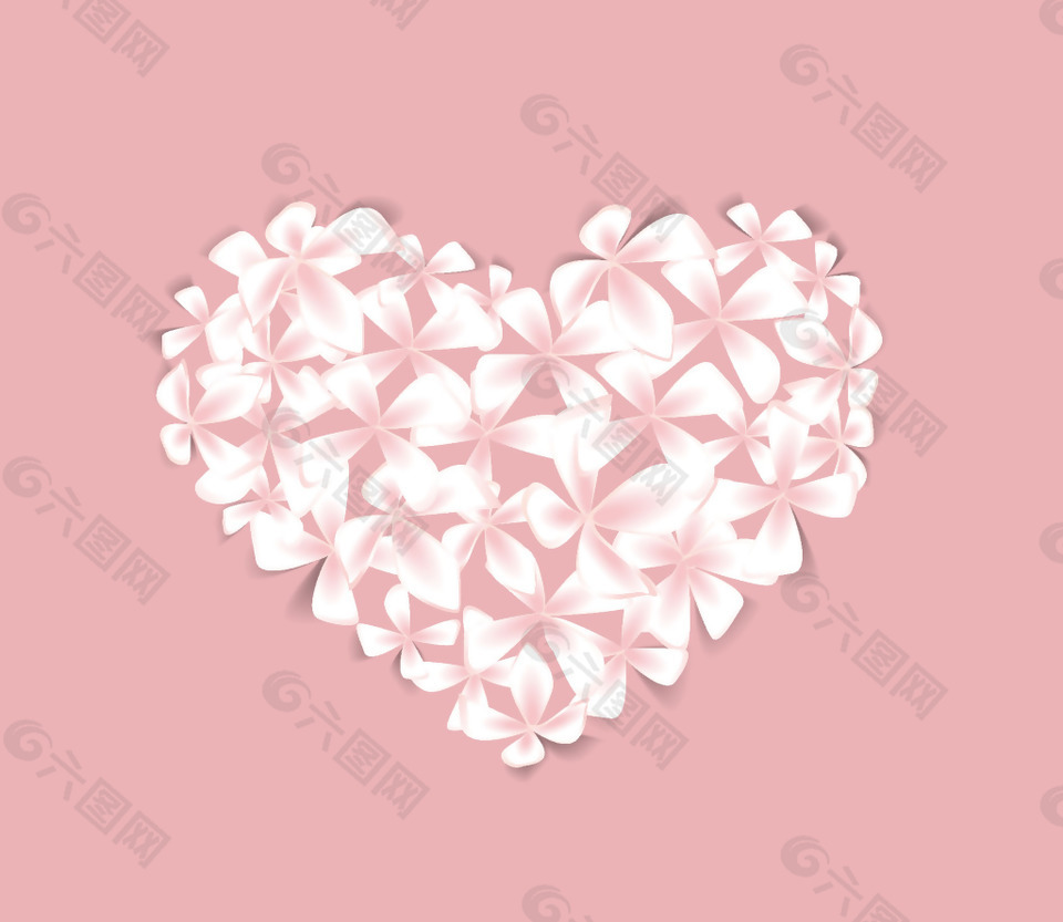 花卉拼接爱心矢量素材