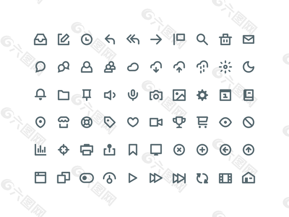 60个黑色线条icon图标素材