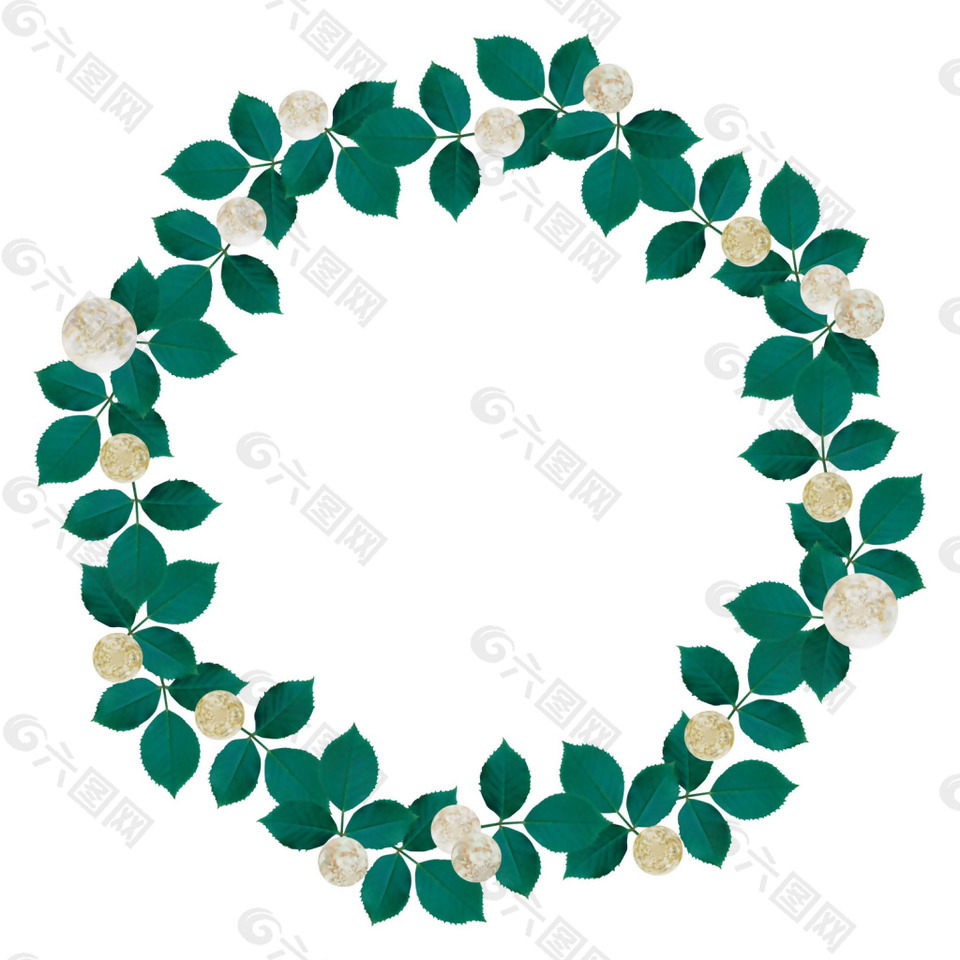 绿色花环png元素素材