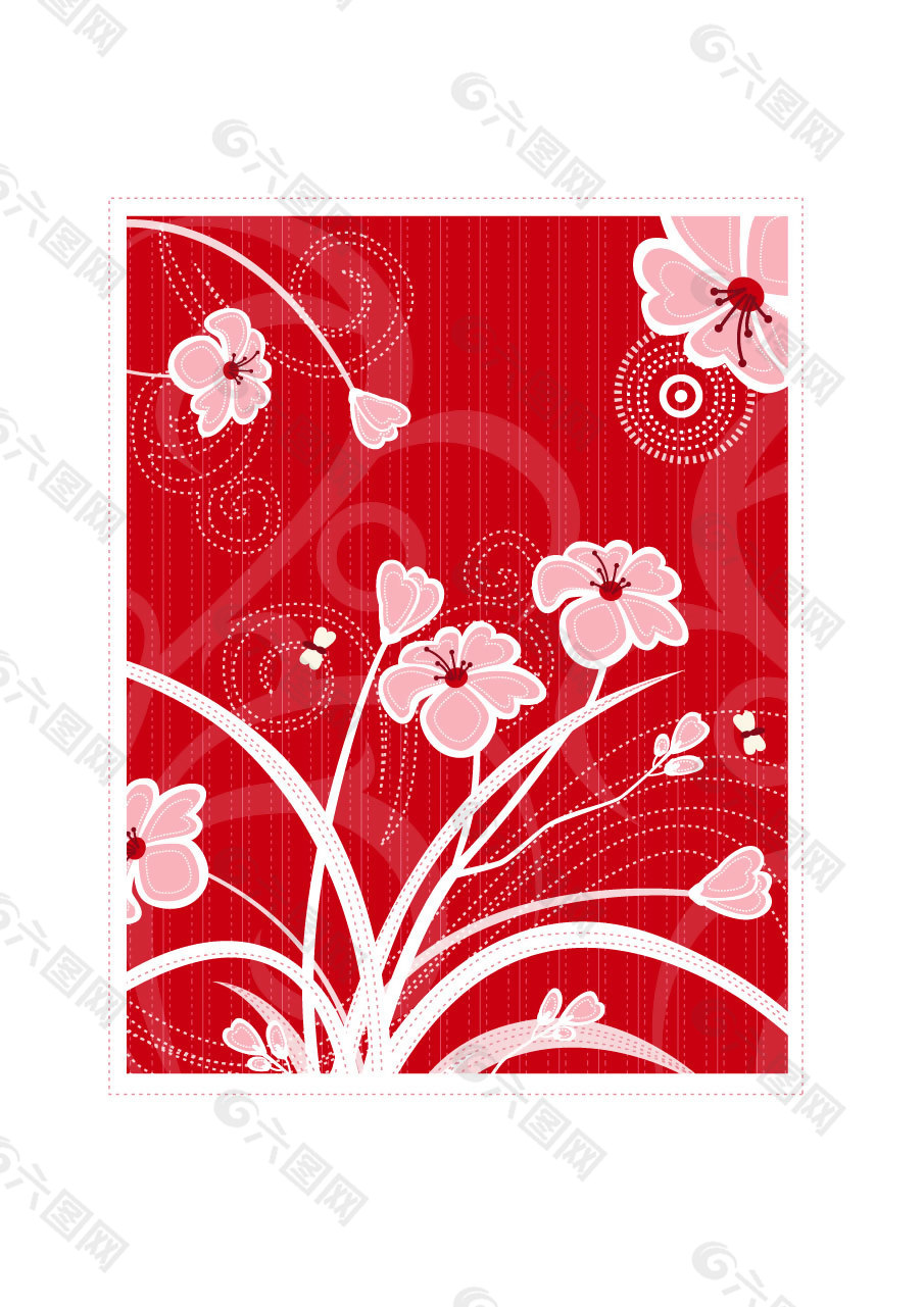 手绘粉色兰花矢量素材装饰图案