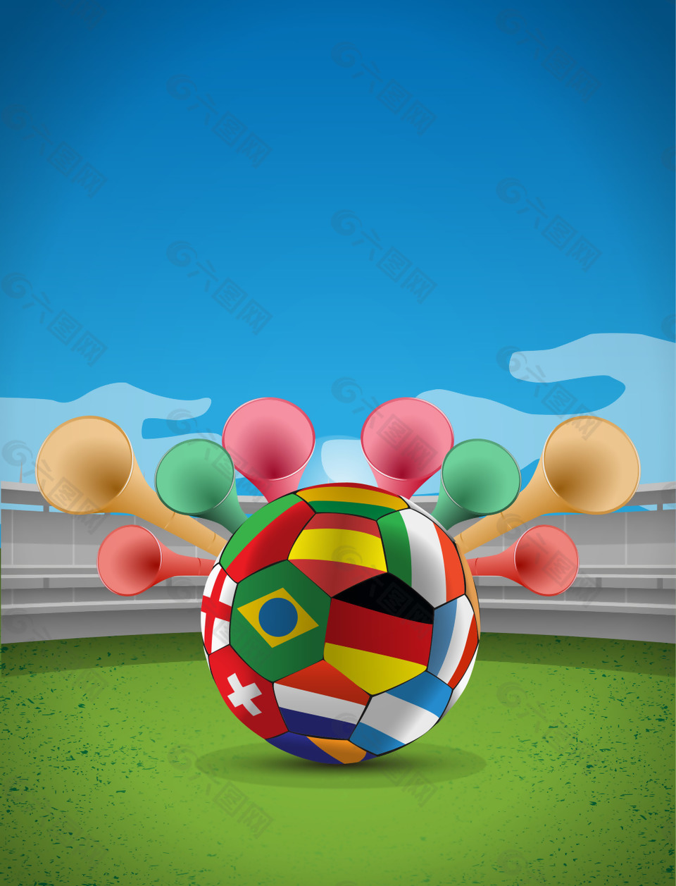 世界足球竞技足球赛矢量海报背景素材