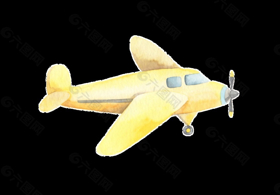 黄色飞机透明装饰素材