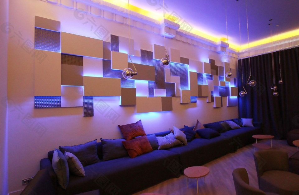 ktv酒吧包间沙发背景墙设计效果图