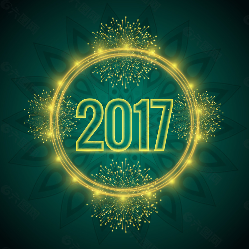 2017带光源的绿色背景矢量素材