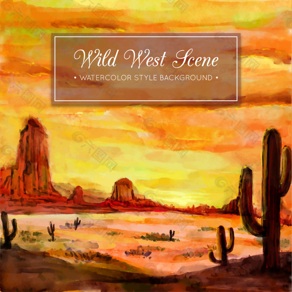 美丽的水彩风格沙漠插画