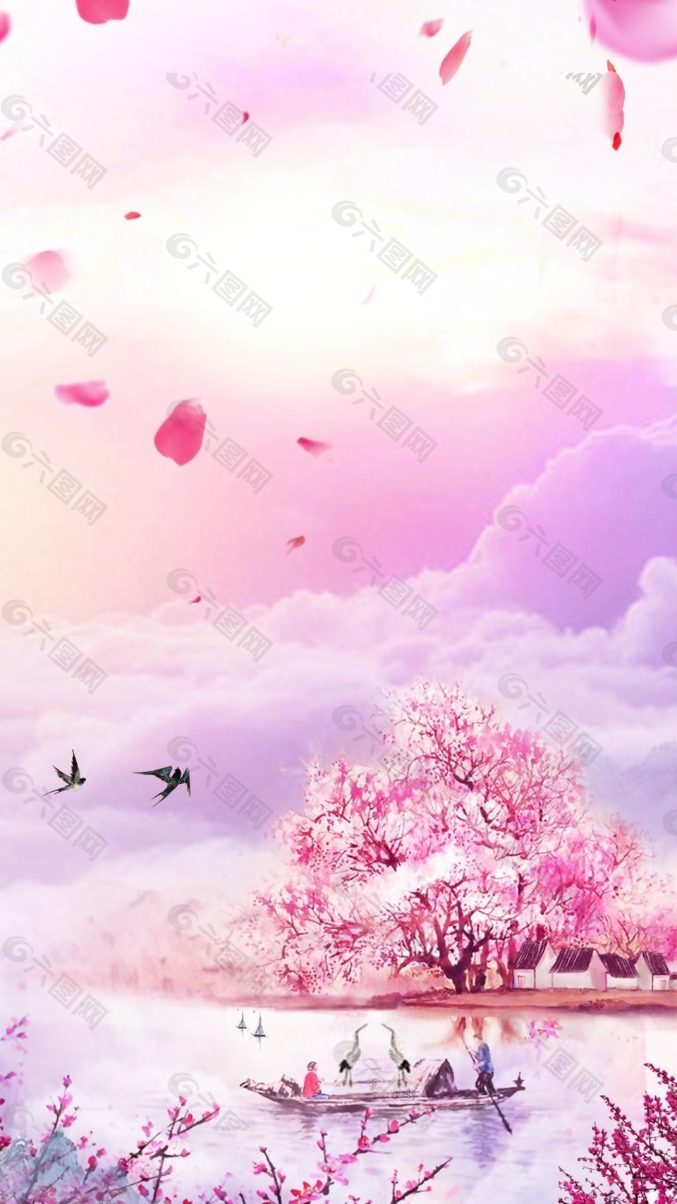 粉色唯美樱花背景