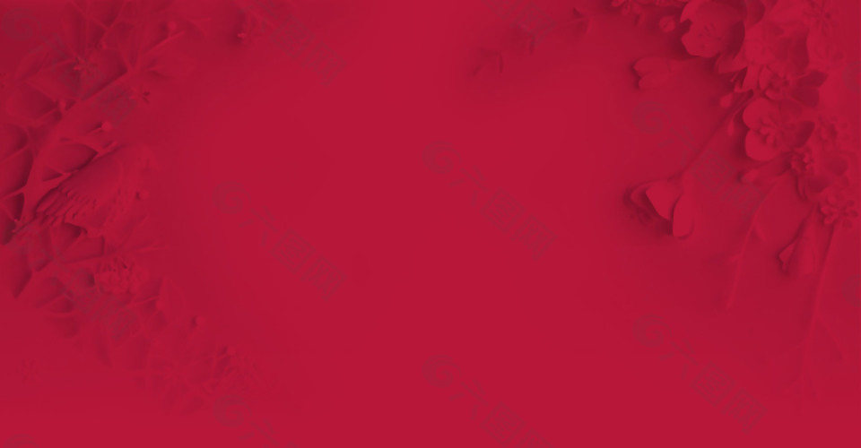 红色浮雕花朵banner背景素材