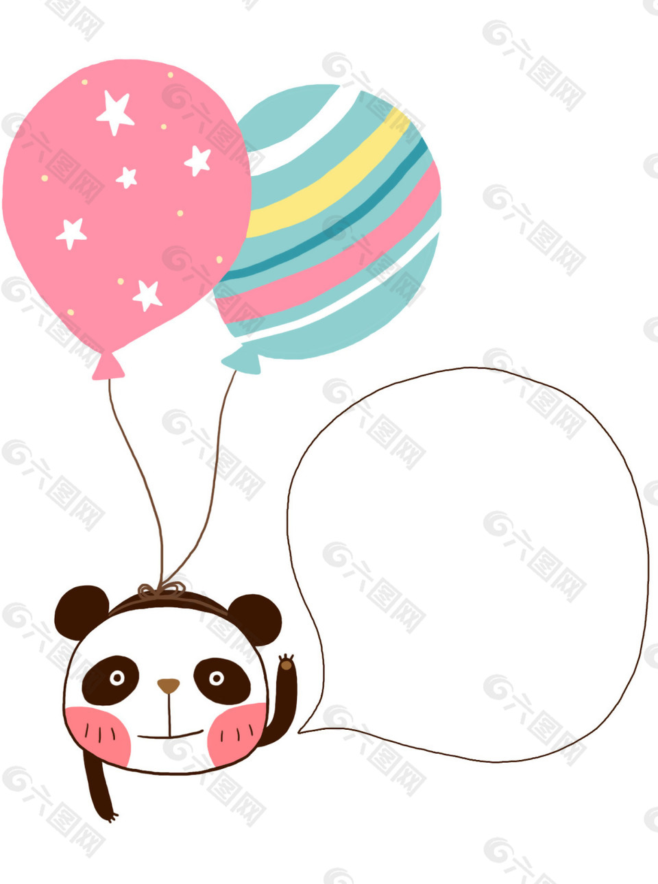手绘熊猫气球元素