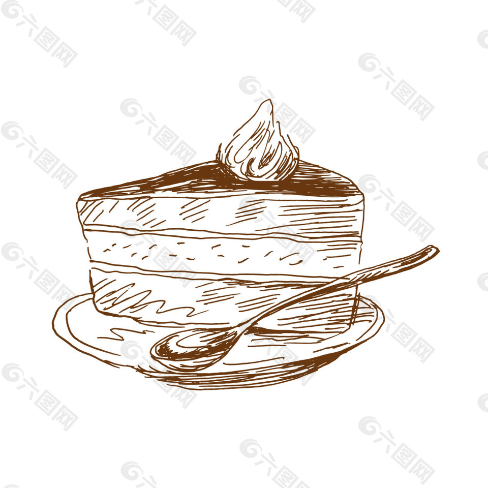手绘素描蛋糕元素