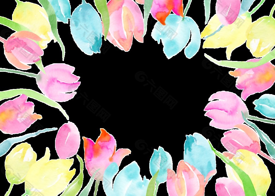 芬芳水彩花卉点缀透明素材