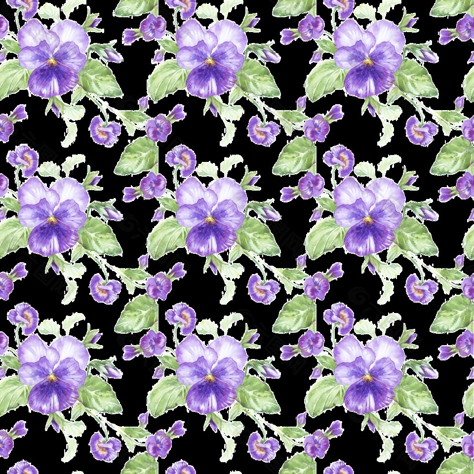 紫色清新小花朵透明素材