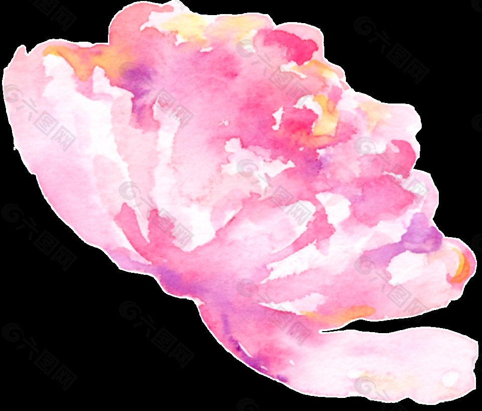粉色涂鸦花卉卡通透明素材