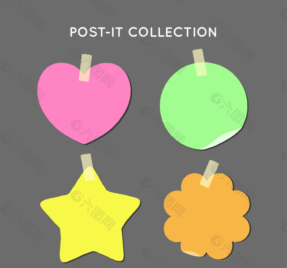 不同设计的彩色便条纸